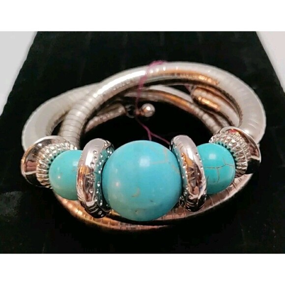 Unique Multi-Layer Turquoise Wrap Bracelet (1 pc) - Picture 3 of 6
